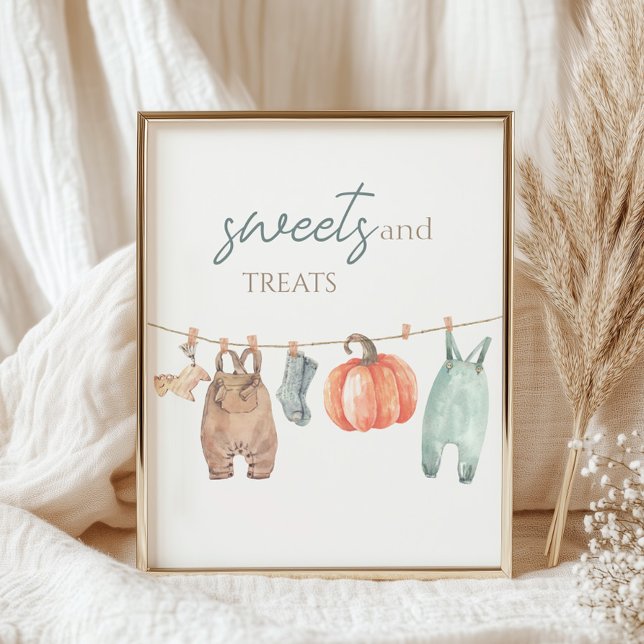 Lilla Pumpkin Fall Clothes Boy Sweets and Trets Poster (Skapare uppladdad)
