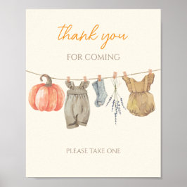 Lilla Pumpkin Fall Clothes Tack för att du kom Poster