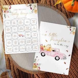 Lilla Pumpkin Fall hitta gästen Baby Bingo-spelet Inbjudningar