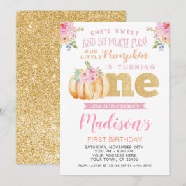 Lilla Pumpkin Första födelsedagsinbjudan Inbjudningar