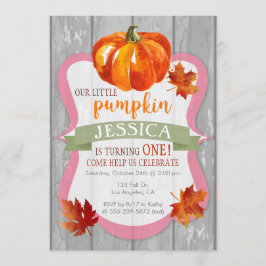 Lilla Pumpkin Girl's Autumn Birthday-inbjudan Inbjudningar