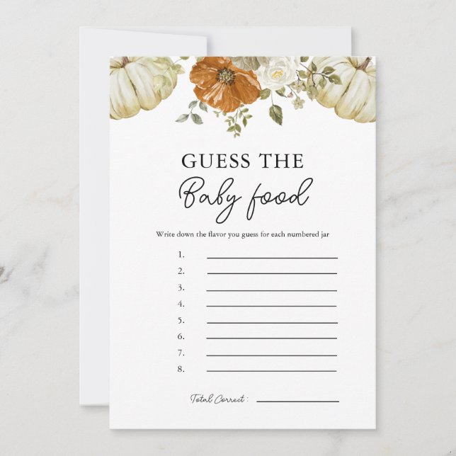 Lilla Pumpkin gissar att matkortet i Baby Inbjudningar (Framsida)