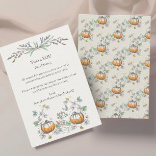 Lilla PUMPKIN-GÖR EN kottagecore-födelsedag Tack Kort