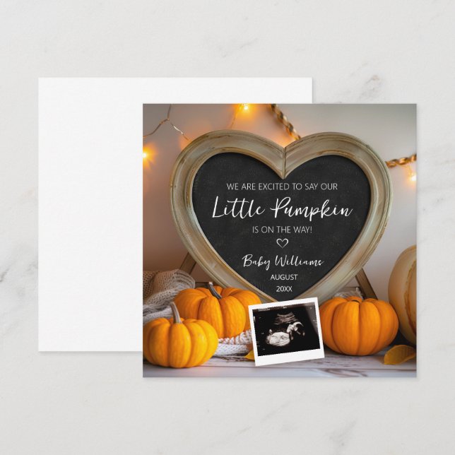 Lilla Pumpkin Gravid-meddelande Inbjudningar (Fram/baksida)