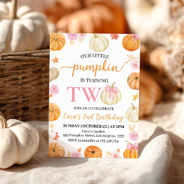 Lilla Pumpkin Hösthösten 2:a födelsedagsinbjudan Inbjudningar