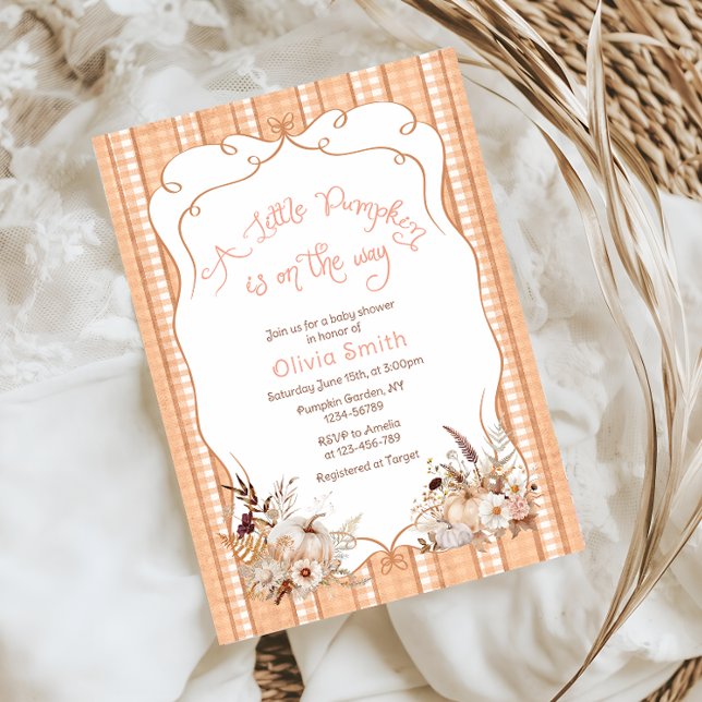Lilla Pumpkin på babysknappen Inbjudningar (Skapare uppladdad)