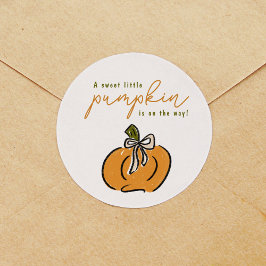 Lilla Pumpkin på babysknappen Runt Klistermärke