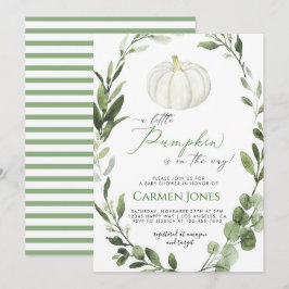 Lilla Pumpkin på inbjudan till babyduschen