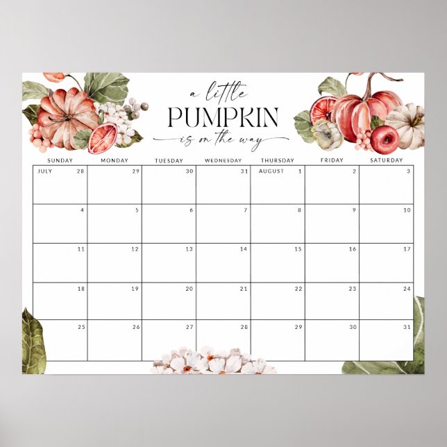 Lilla Pumpkin på sättet att gissa förfallodatumsig Poster (Framsidan)