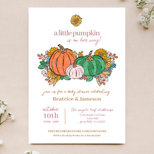 Lilla Pumpkin på sättet Flickans babyskor Inbjudningar