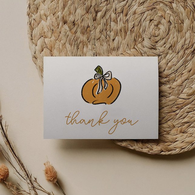 Lilla Pumpkin på Tacken för babyskor Tack Kort (Cute little pumpkin Baby Shower Thank You greeting card.)