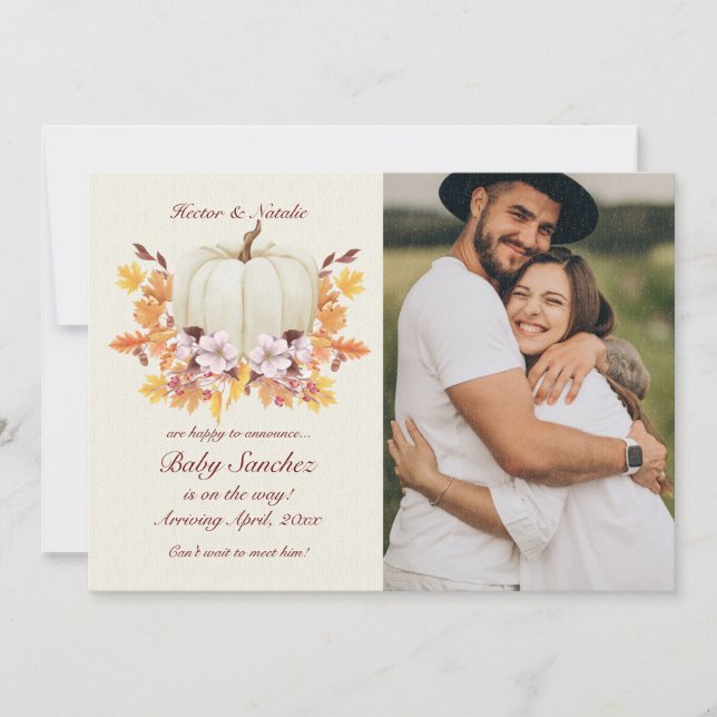 Lilla Pumpkin på vägen till fotoannonsering Inbjudningar (Framsida)