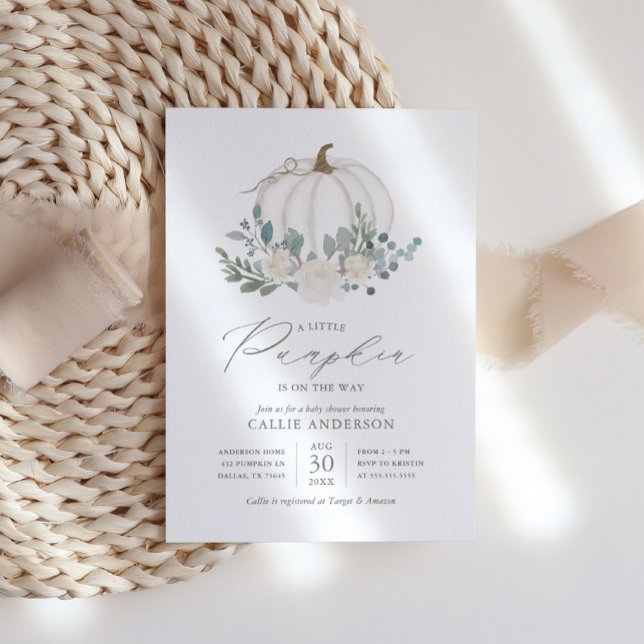 Lilla Pumpkin på Way Blommigt Girl Baby Shower Inbjudningar (Skapare uppladdad)