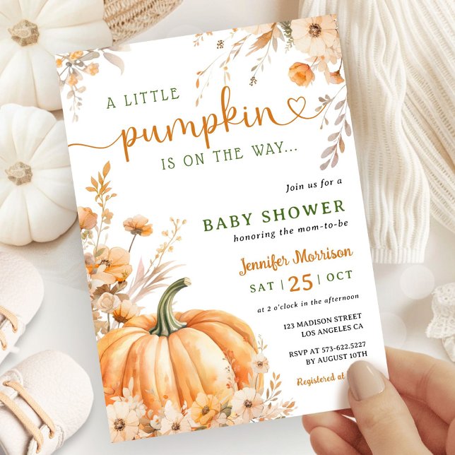 Lilla Pumpkin på Way Fall Baby Shower Inbjudningar (Skapare uppladdad)