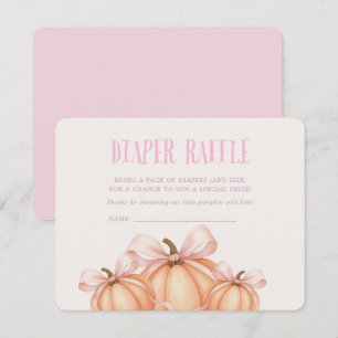 Lilla Pumpkin, rosa båge, Coquette-diaper raffle Inbjudningar