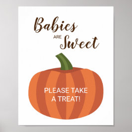 Lilla Pumpkin Spädbarn är sötad Fall Baby Shower Poster