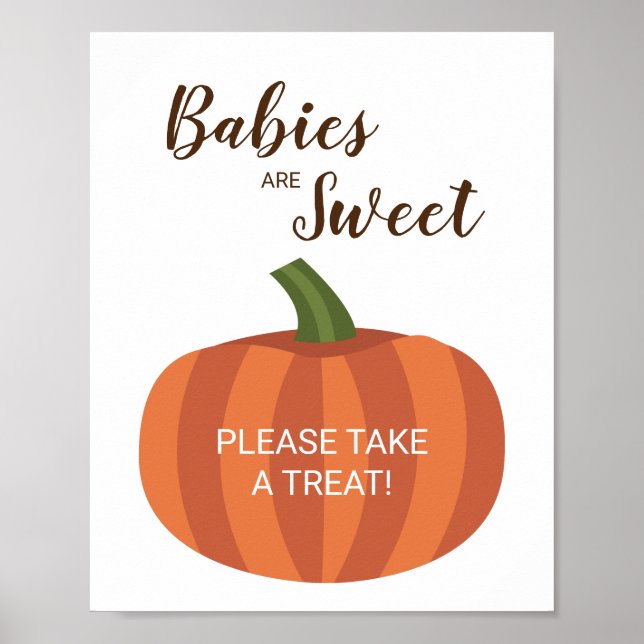 Lilla Pumpkin Spädbarn är sötad Fall Baby Shower Poster (Framsidan)