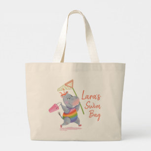 Lilla Rainbow Hippo går till Beach Jumbo Tygkasse