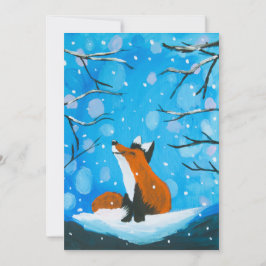 Lilla räv älskar snö julkort