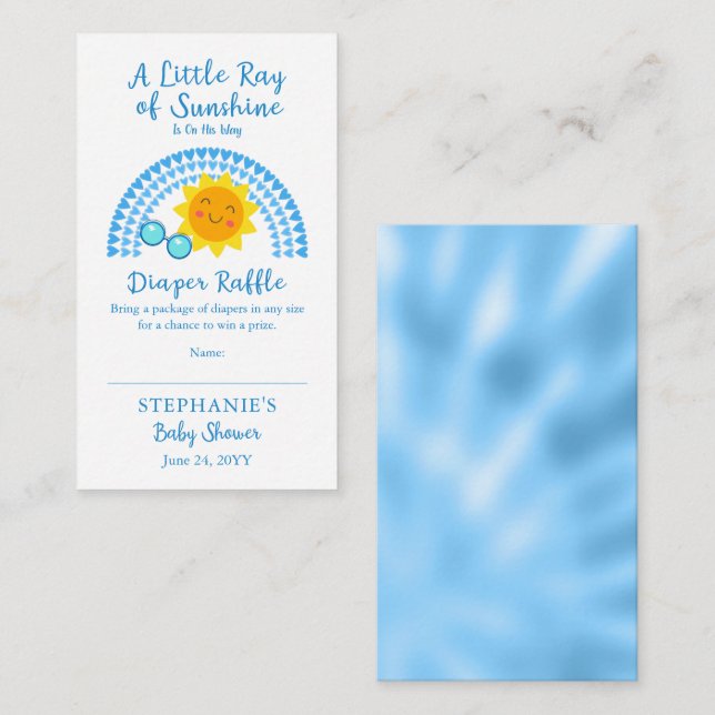 Lilla Ray från Sunshine Baby Shower Diaper Raffle Tilläggskort (Fram/baksida)