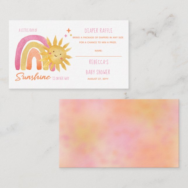 Lilla Ray från Sunshine Baby Shower Diaper Raffle Tilläggskort (Fram/baksida)