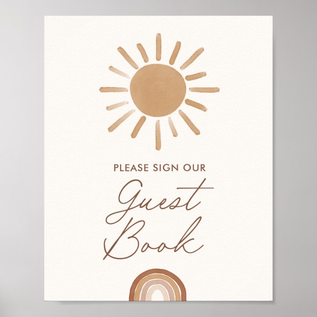 Lilla Ray of Sunshine Baby Shower Guest Bok Sign Poster (Framsidan)