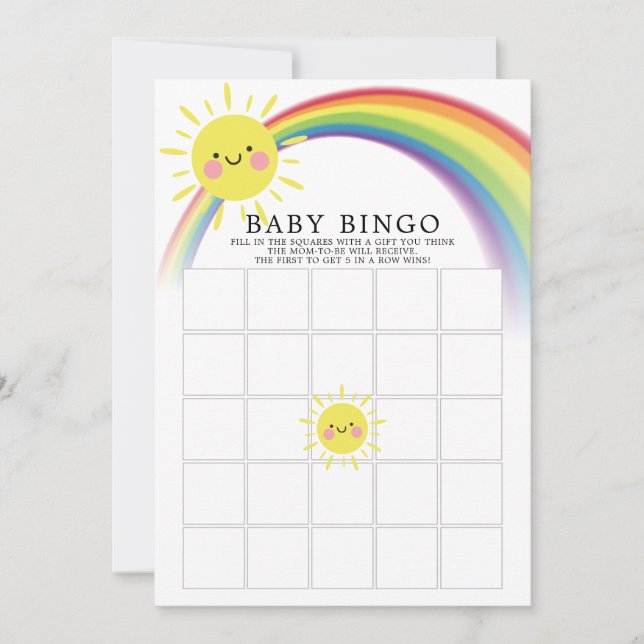 Lilla Ray of Sunshine BINGO Baby Shower Game Inbjudningar (Framsida)