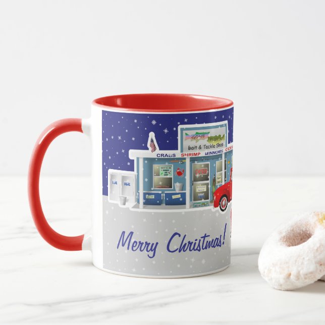 Lilla Red Lastbil med Fiskerespår Mugg (Med munk)