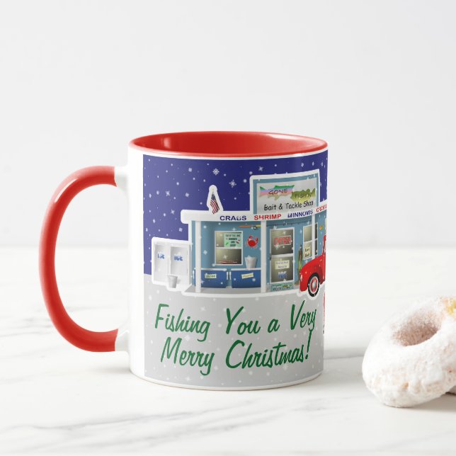 Lilla Red Lastbil med Fiskerespår Mugg (Med munk)