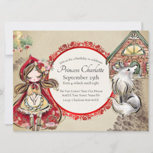 Lilla Red Riding Huva Fairy Tale Storybook Inbjudningar