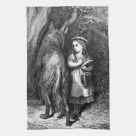 Lilla Red Riding Huva möter gamla Far-Vargen Kökshandduk