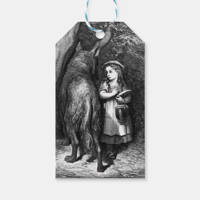 Lilla Red Riding Huva möter gamla Far-Vargen Presentetikett (Framsidan)