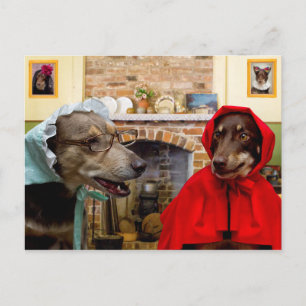 Lilla Red Riding Huva och Big Bad Varg Vykort