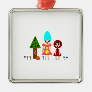 Lilla Red Riding Huva och mormor 344 Julgransprydnad Metall