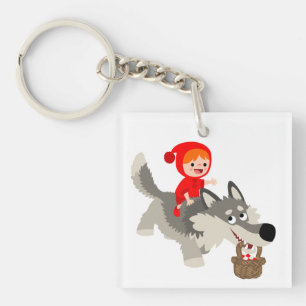 Lilla Red Riding Huva och Varg Acrylic Keychain