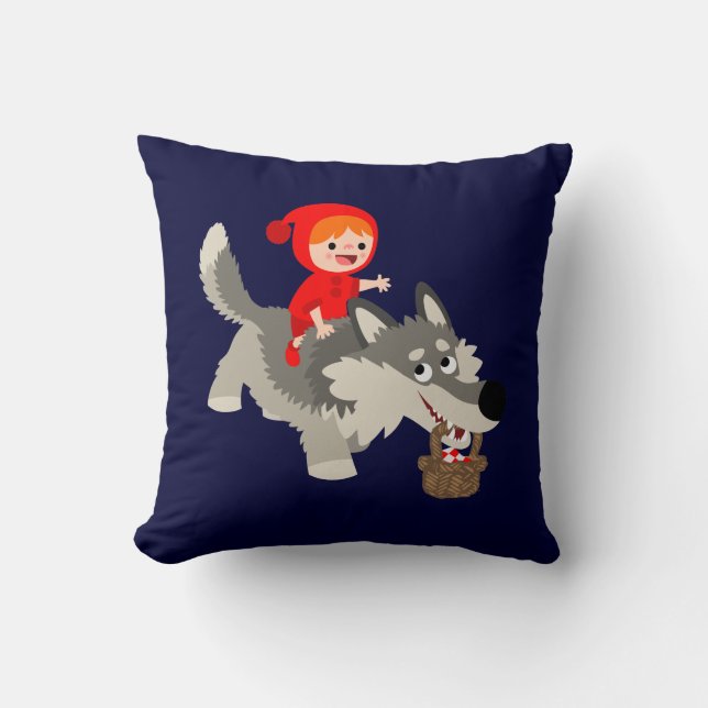 Lilla Red Riding Huva och Varg Pillow Kudde (Framsida)