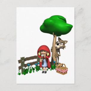 Lilla Red Riding Huva Postcard Vykort