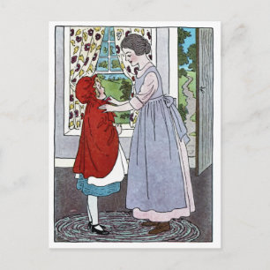 Lilla Red Riding Huva Postcard Vykort