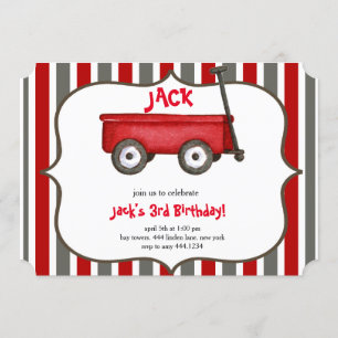 Lilla Red Wagon Boy Birthday-inbjudan Inbjudningar