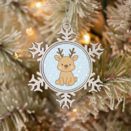 Lilla ren snöflinga pewter julgransprydnad