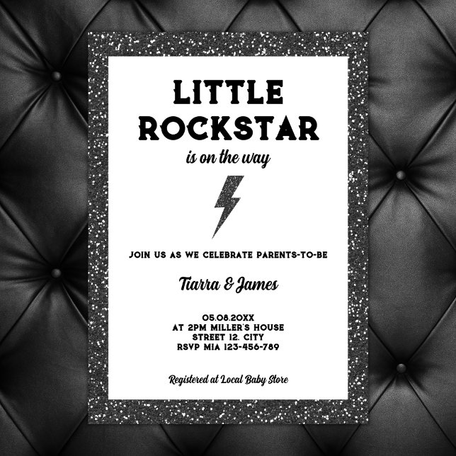 Lilla Rockstar på Sten-babyskabruk Inbjudningar (little rockstar on the way rock baby shower invitation)