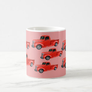 Lilla röd lastbil-vintage fordon kaffemugg
