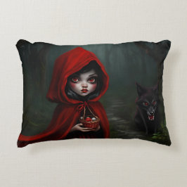 Lilla röd ridning huva prydnadskudde