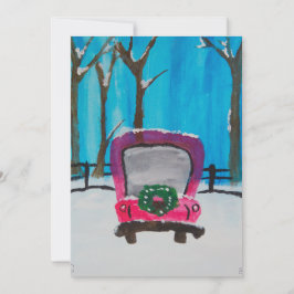 Lilla röda lastbil julkort