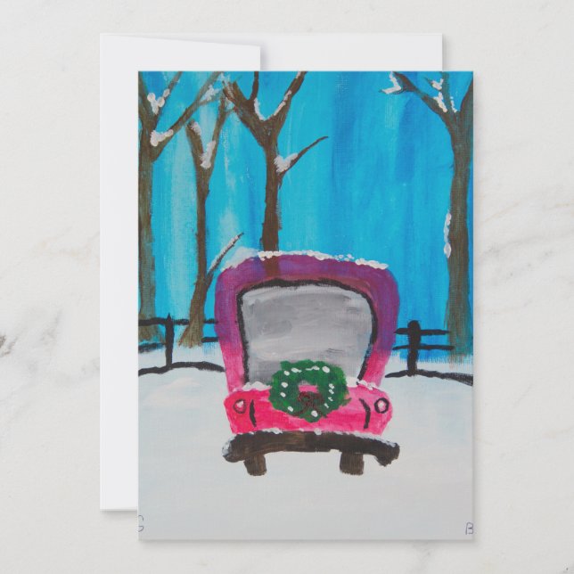 Lilla röda lastbil julkort (Framsida)