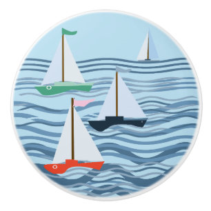 Lilla rödblåa och grönt segelbåtar knopp