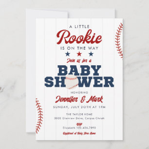 Lilla Rookie Baseboll Sport Baby Shower Inbjudningar