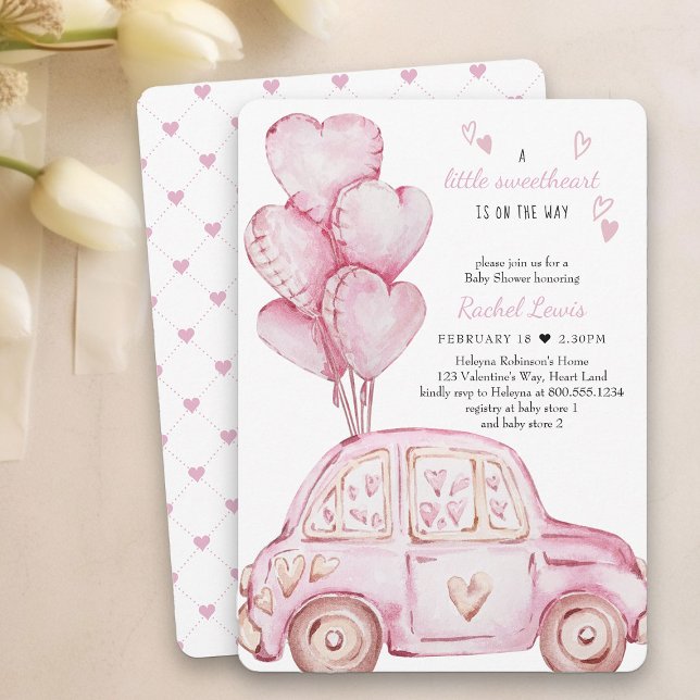 Lilla Rosa, burk och babyskor Inbjudningar (Little Sweetheart Baby Shower Invitation - professionally printed or printable download)