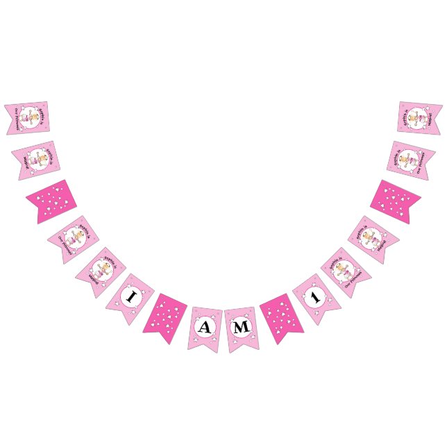 Lilla Rosa Princess Birthday Banner för henne Vimplar (Alla)