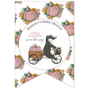 Lilla Rosa Pumpkin Det är en flicka Baby Shower Vimplar